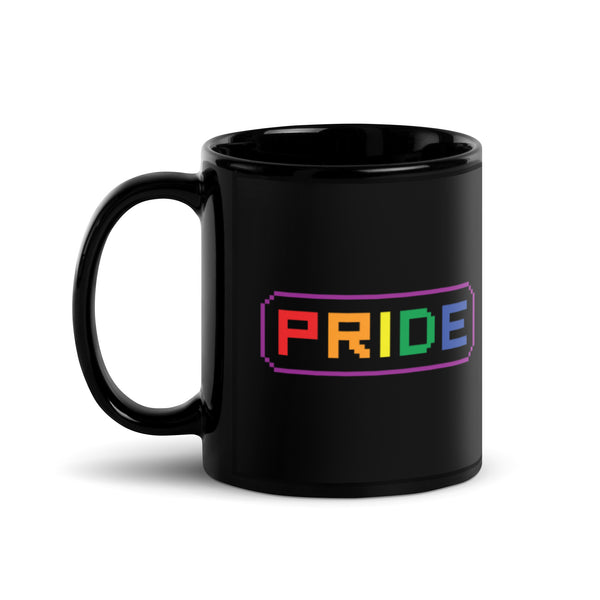 Retro Gaymer Pride Black Glossy Mug